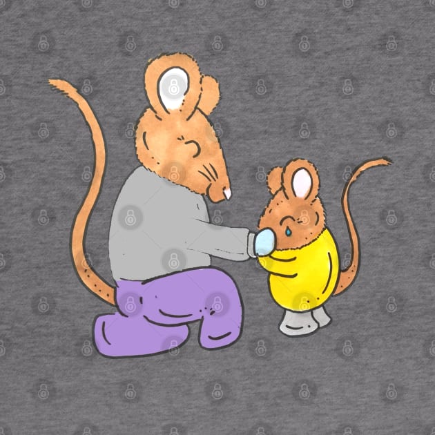 Dry Your Tears, Mouse and Baby Mouse Illustration by Squeeb Creative